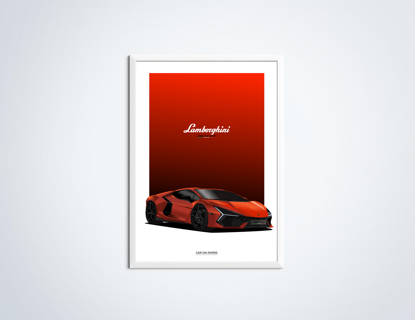 Lamborghini Revuelto Oranje Poster in Lijst