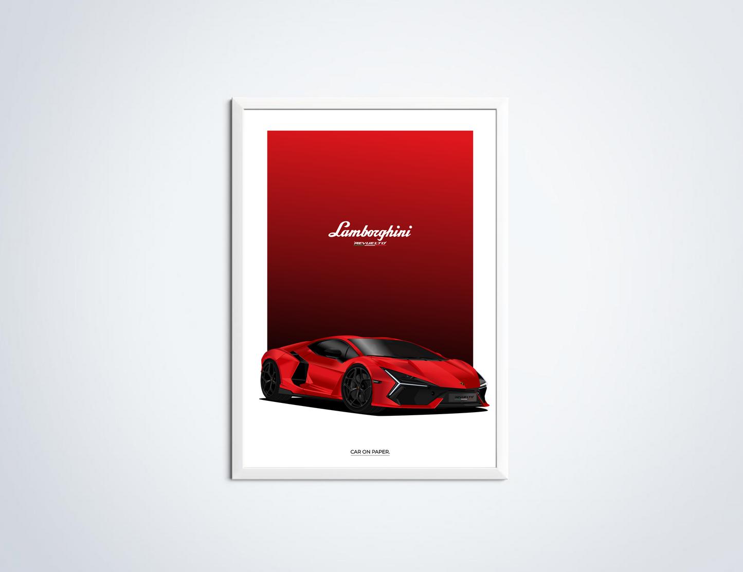 Lamborghini Revuelto Rood Poster in Lijst