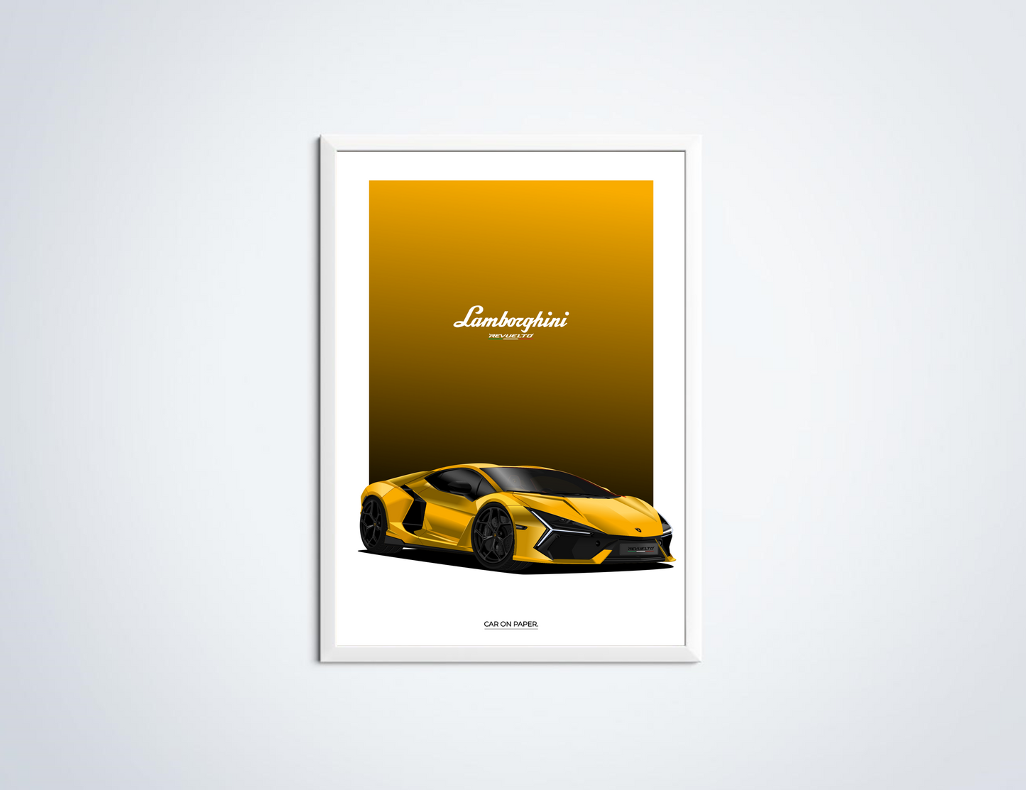 Lamborghini Revuelto Geel Poster in Lijst