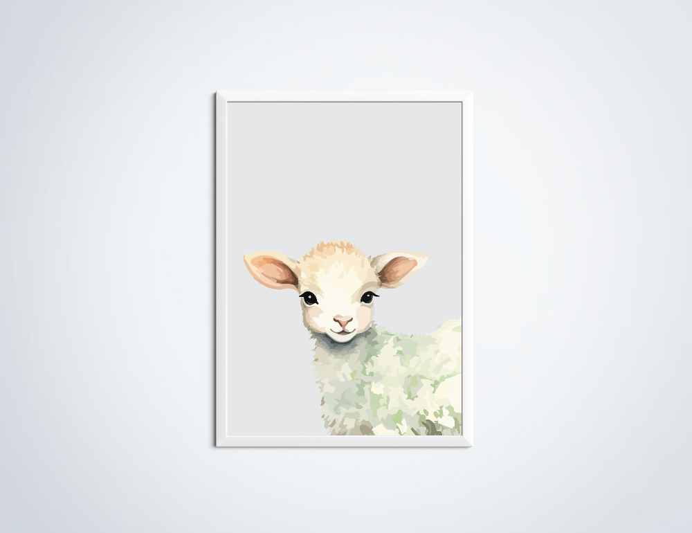 Lammetje dierenposter in lijst