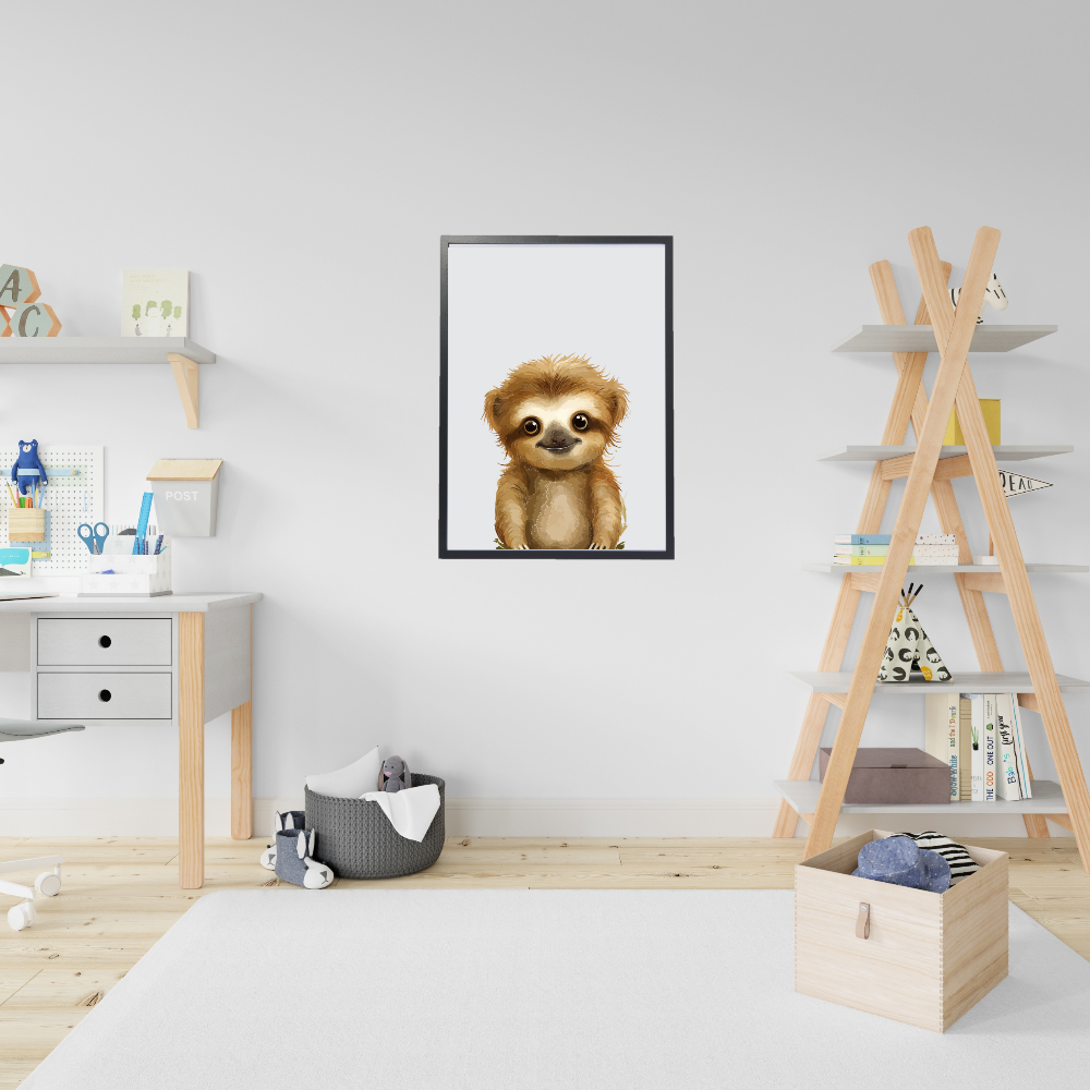 Luiaard dierenposter in kinderkamer
