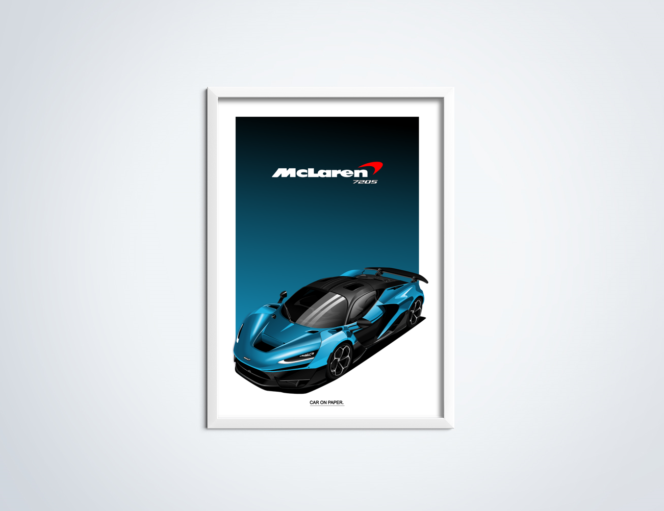 McLaren W1 Lichtblauw op Poster in Lijst