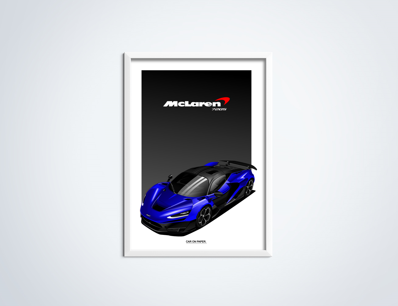 McLaren W1 Donkerblauw op Poster in Lijst