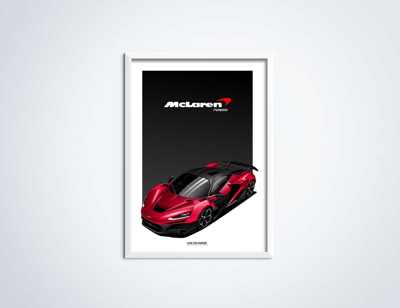 McLaren W1 Rood op Poster in Lijst