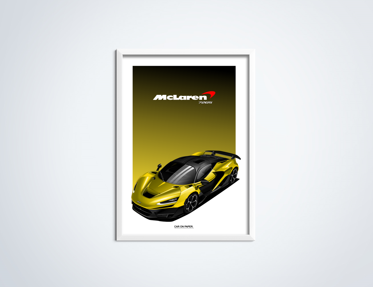 McLaren W1 Geel op Poster in Lijst