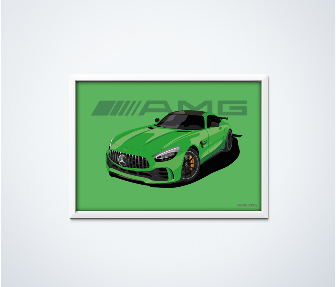 Mercedes-AMG GT R Groen Poster in Lijst