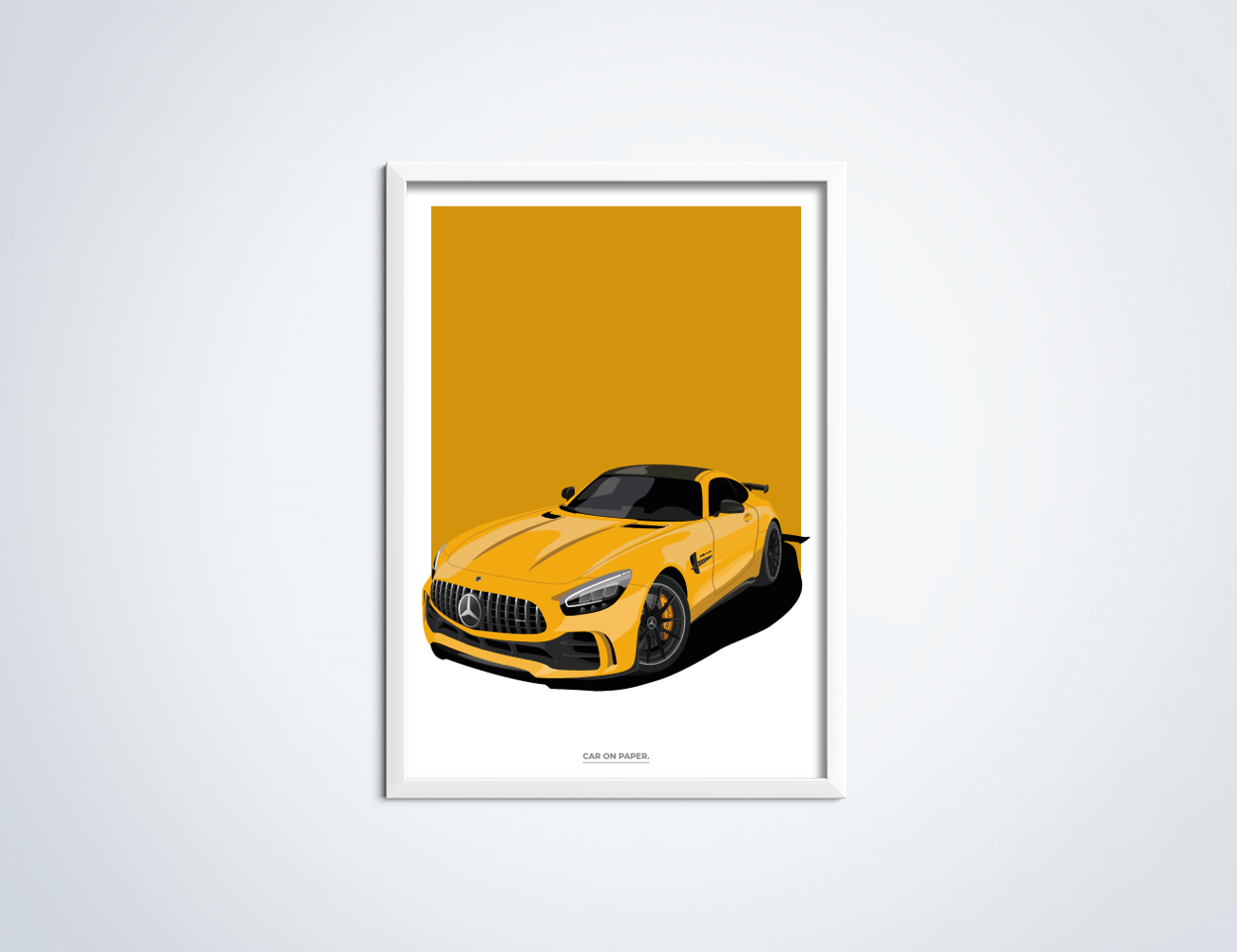Mercedes-AMG GT R Geel Poster in Lijst
