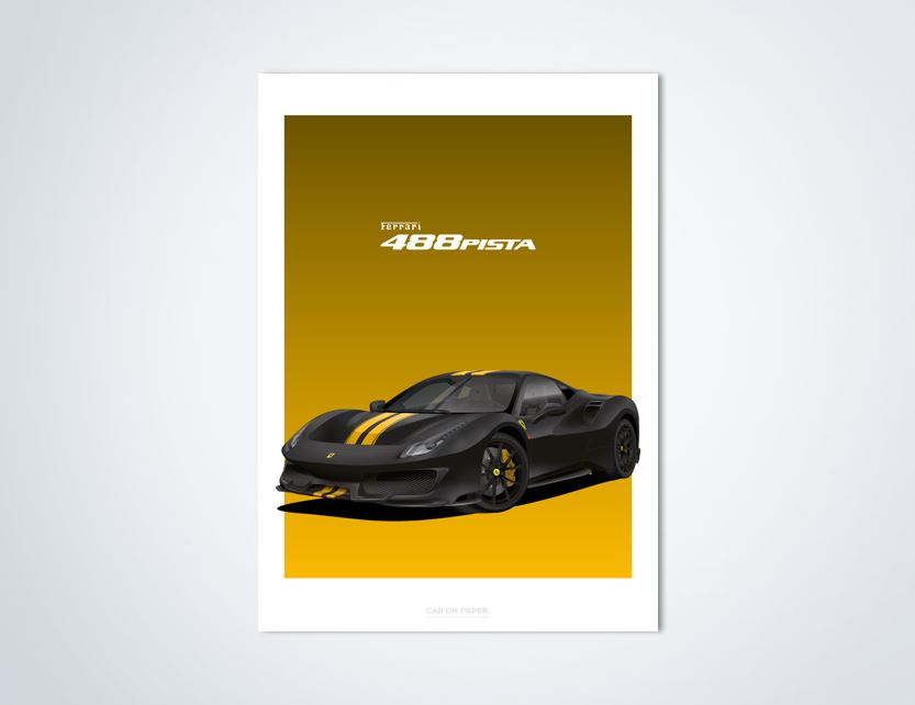 Ferrari 488 Pista Zwart Poster