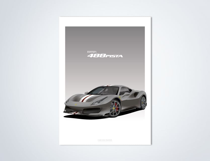 Ferrari 488 Pista Grijs Poster
