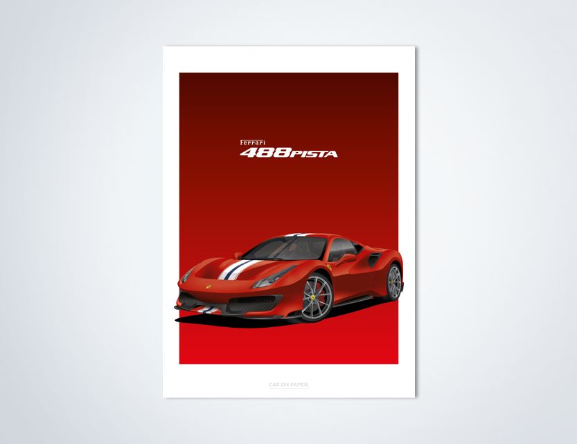 Ferrari 488 Pista Rood Poster