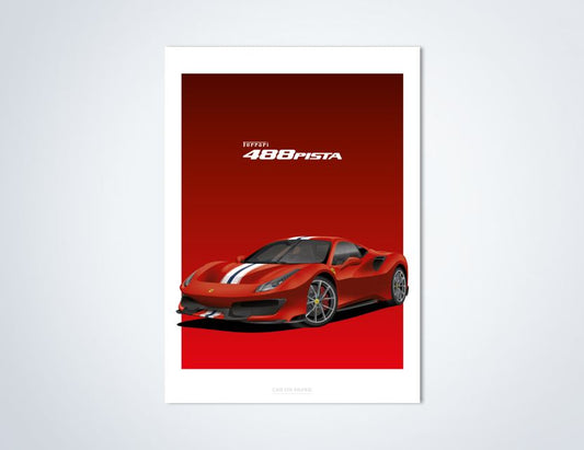 Ferrari 488 Pista Rood Poster