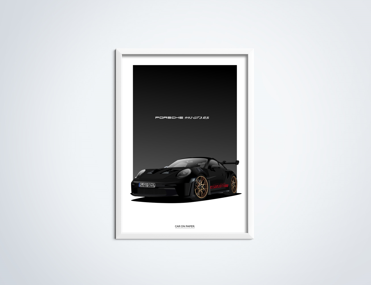 Porsche 911 GT3 RS Zwart Poster in Lijst