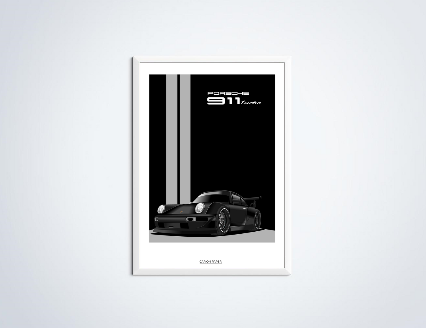 Porsche 911 Turbo Zwart Poster in Lijst