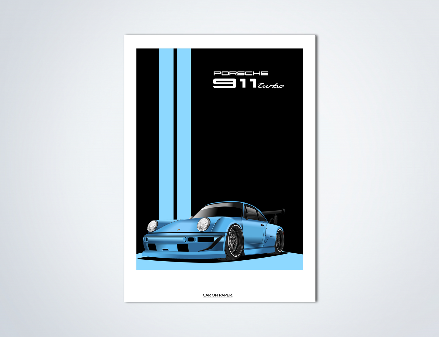 Porsche 911 Turbo Blauw Poster