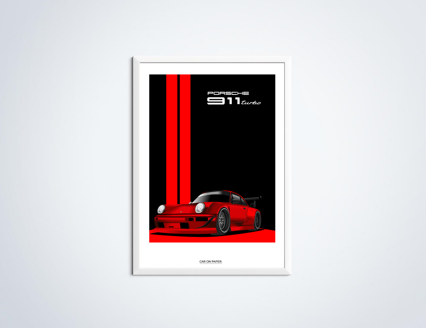 Porsche 911 Turbo Rood Poster in Lijst