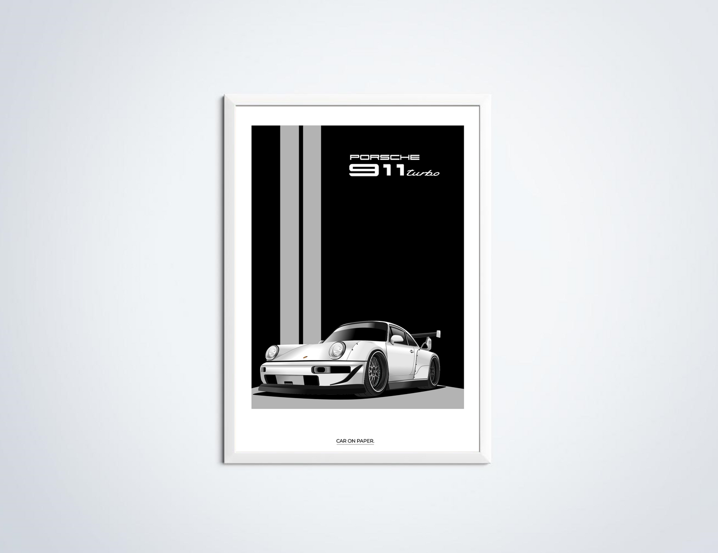 Porsche 911 Turbo Wit Poster in Lijst