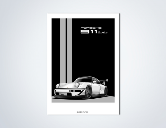 Porsche 911 Turbo Wit Poster
