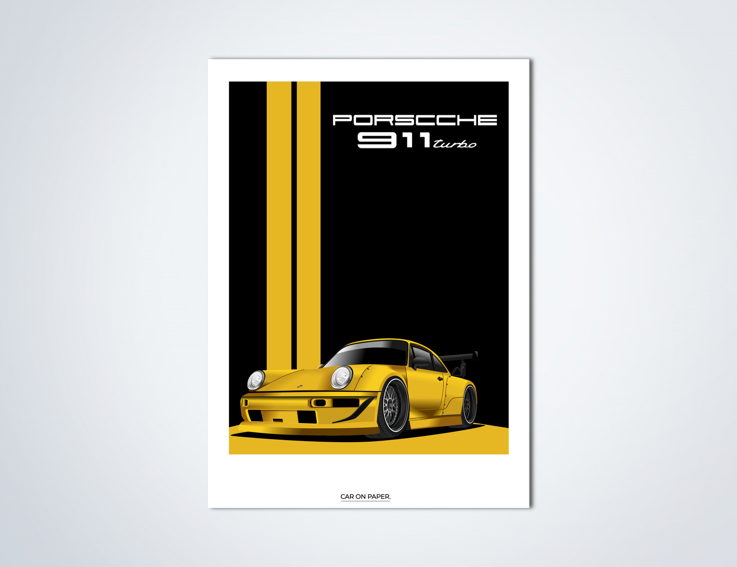 Porsche 911 Turbo Geel Poster
