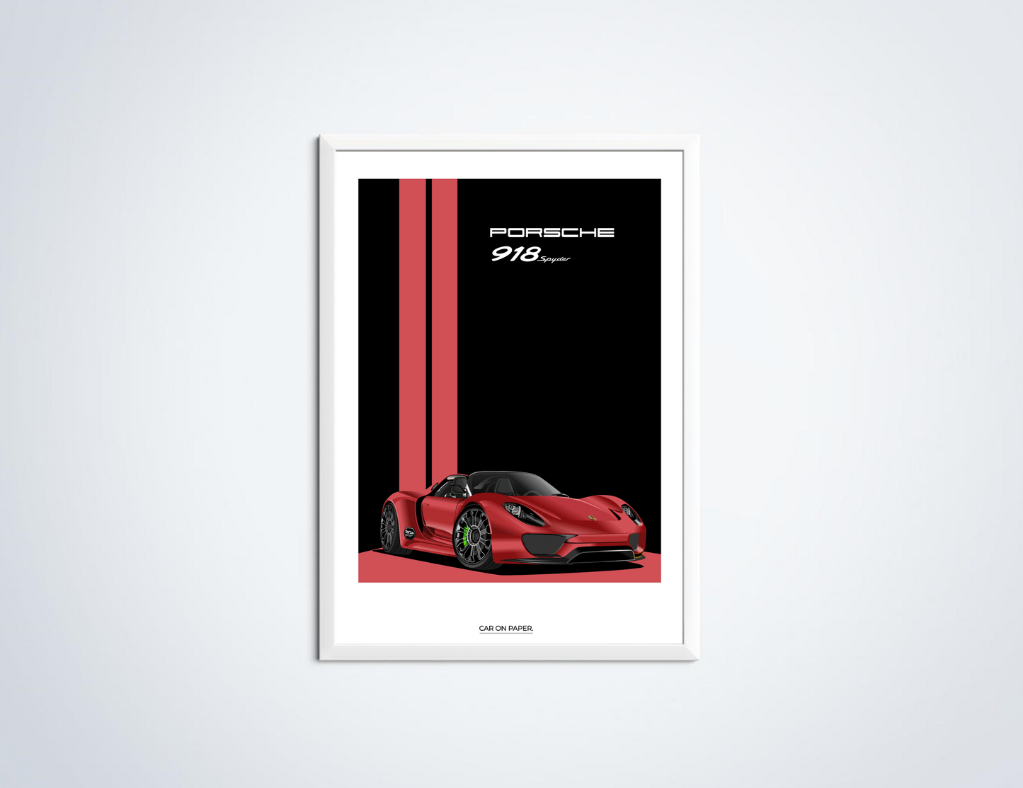 Porsche 918 Spyder Rood Poster in Lijst