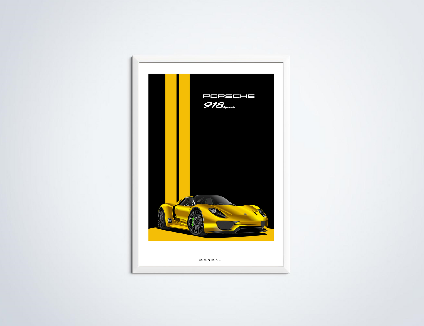Porsche 918 Spyder Geel Poster in Lijst