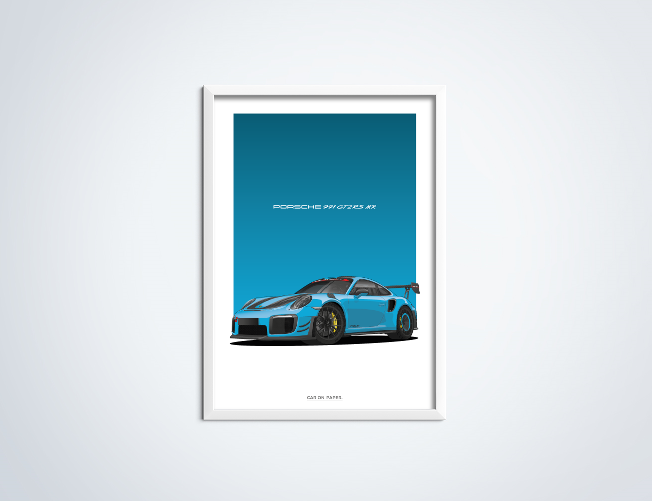 Porsche 991 GT2 RS MR Blauw Poster in Lijst