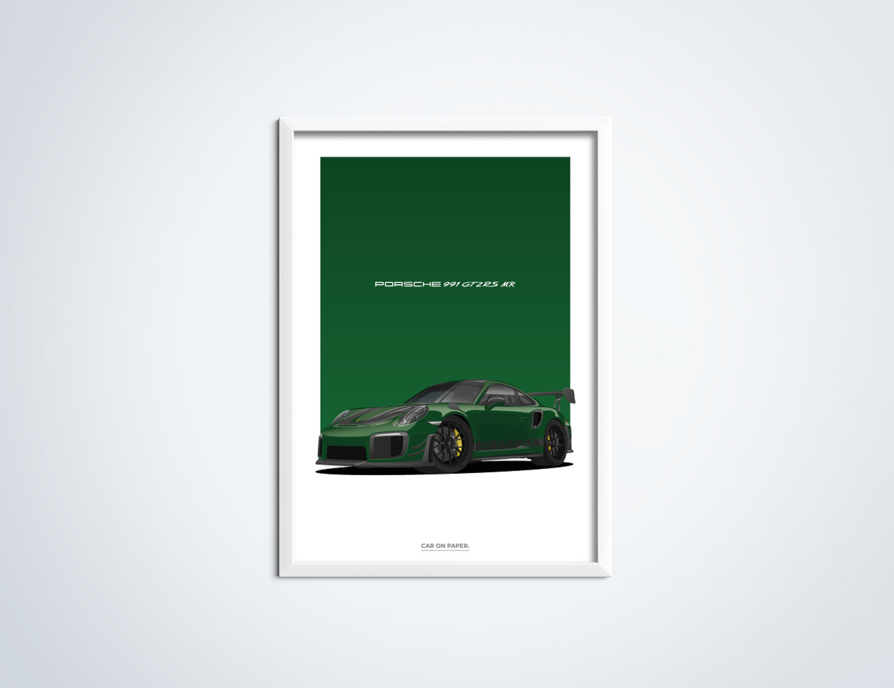 Porsche 991 GT2 RS MR Donkergroen Poster in Lijst