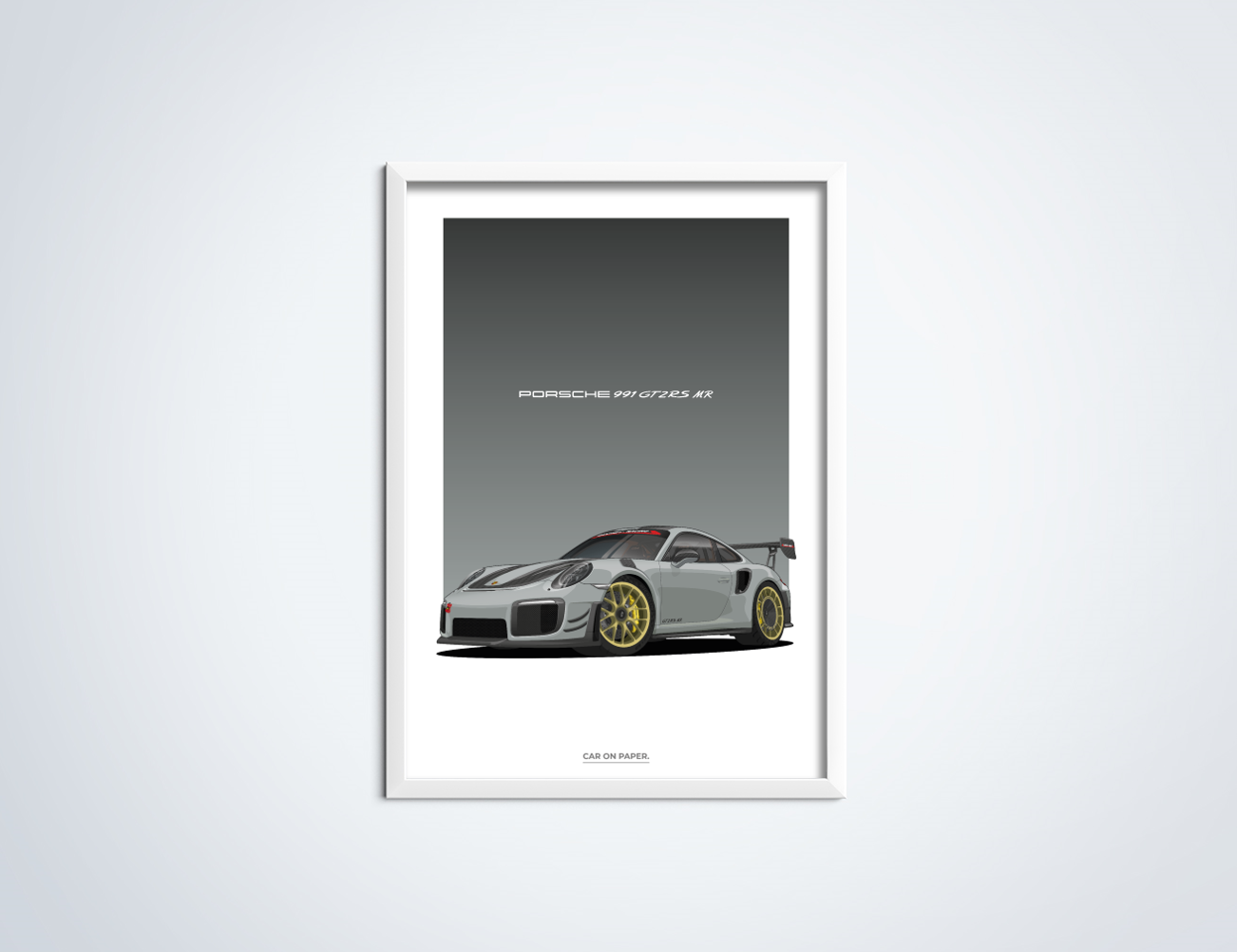 Porsche 991 GT2 RS MR Grijs Poster in Lijst