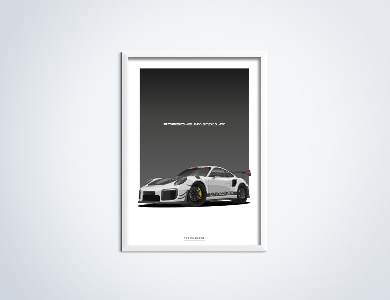 Porsche 991 GT2 RS MR Wit Poster in Lijst