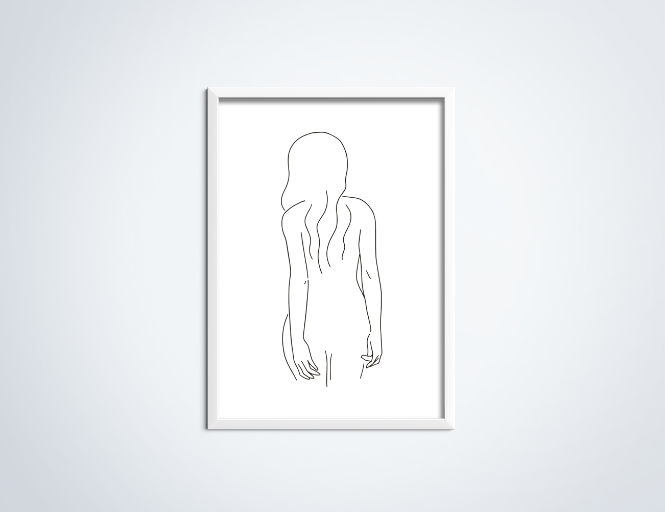 Line Art Poster Lady in Lijst