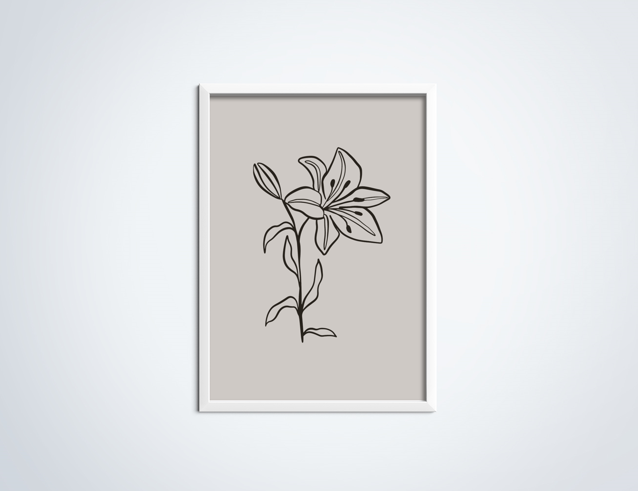 Line Art Lily Poster in Lijst