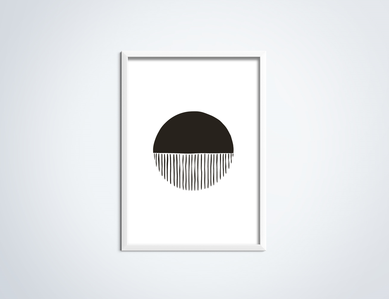 Line Art Sunrise Poster in Lijst