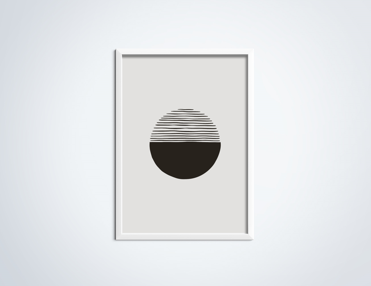 Line Art Sunset Poster in Lijst