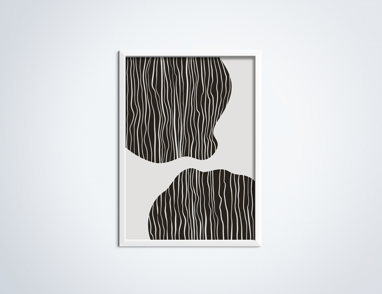 Line Art Clouds Poster in Lijst