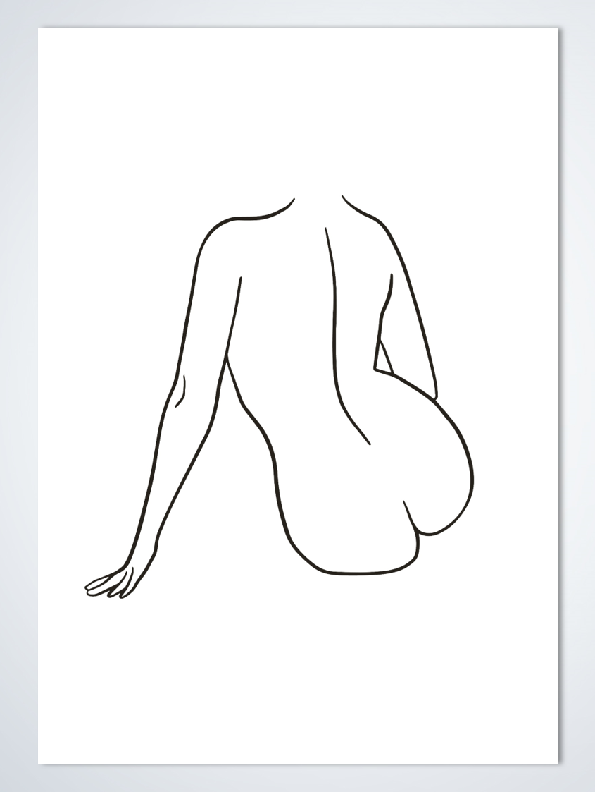 Line Art Sitting lady Poster
