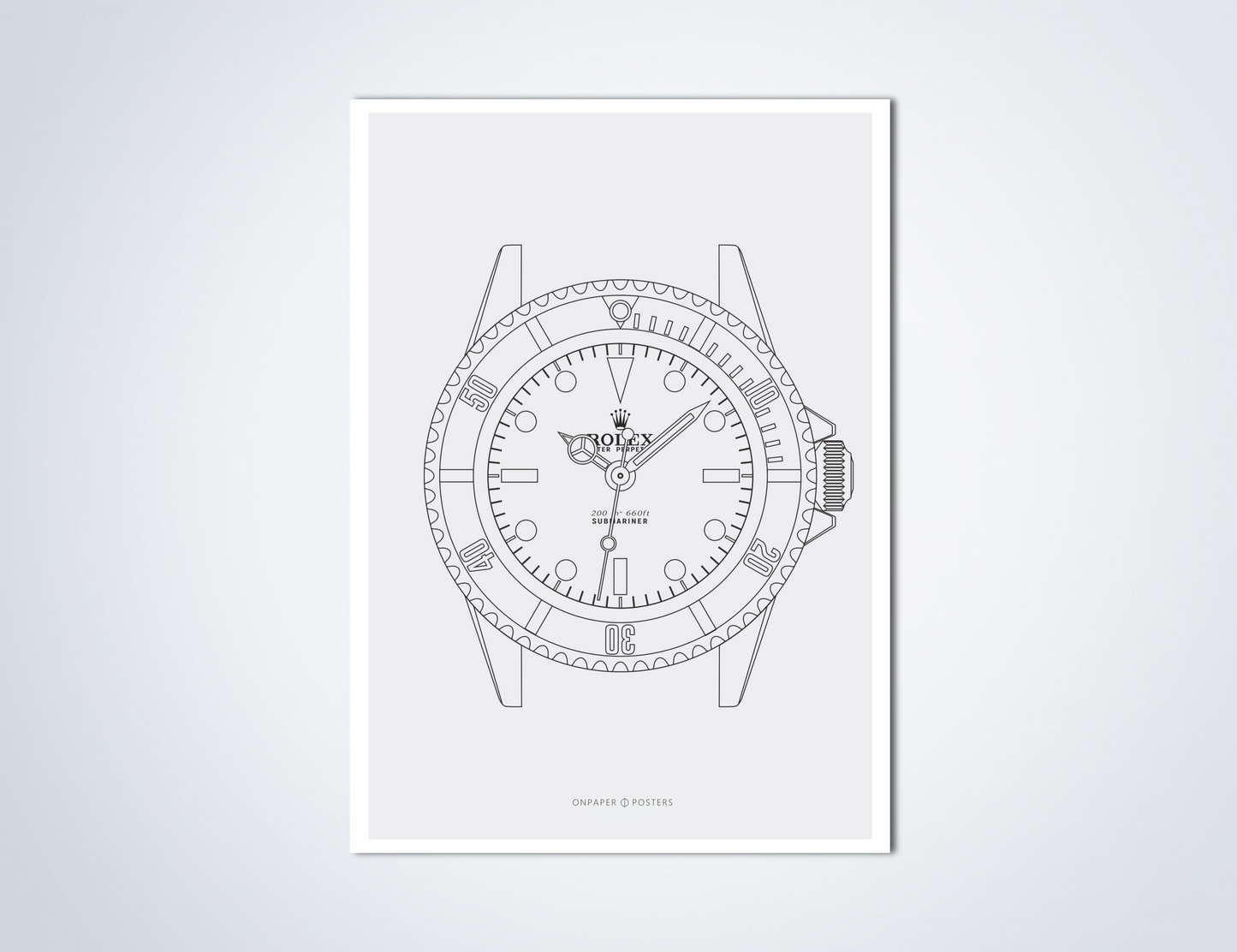 Rolex Submariner Outlined Poster