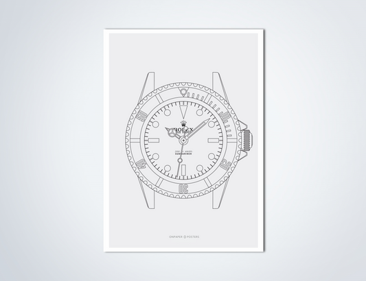 Rolex Submariner Outlined Poster