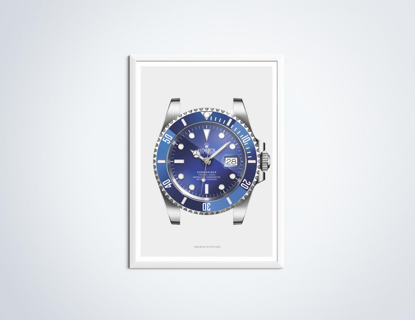 Horloge poster Rolex Submariner Smurf in lijst