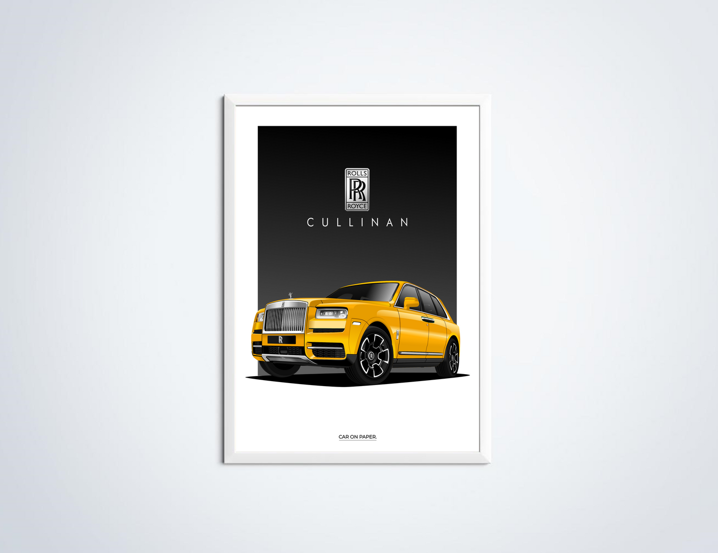 Rolls Royce Cullinan Geel Poster in Lijst