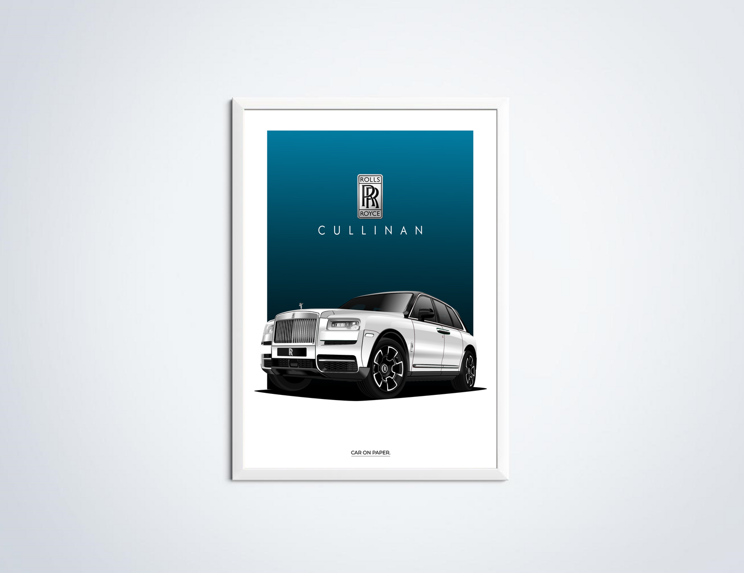 Rolls Royce Cullinan Wit Poster in Lijst