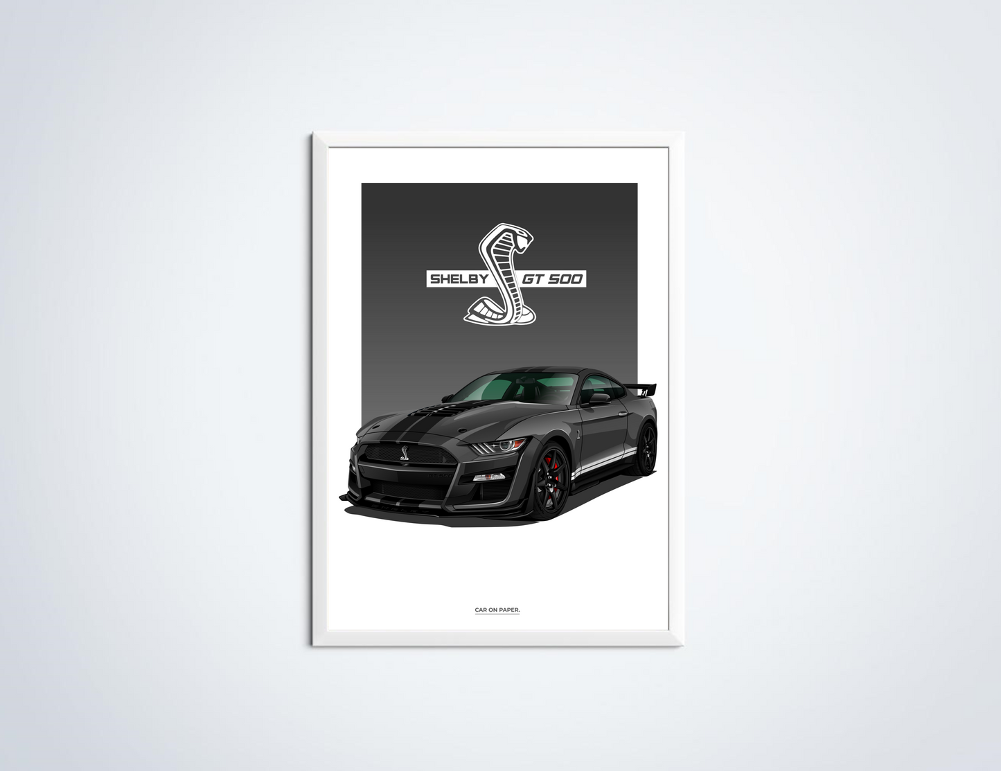 Ford Shelby GT500 Zwart Poster in Lijst