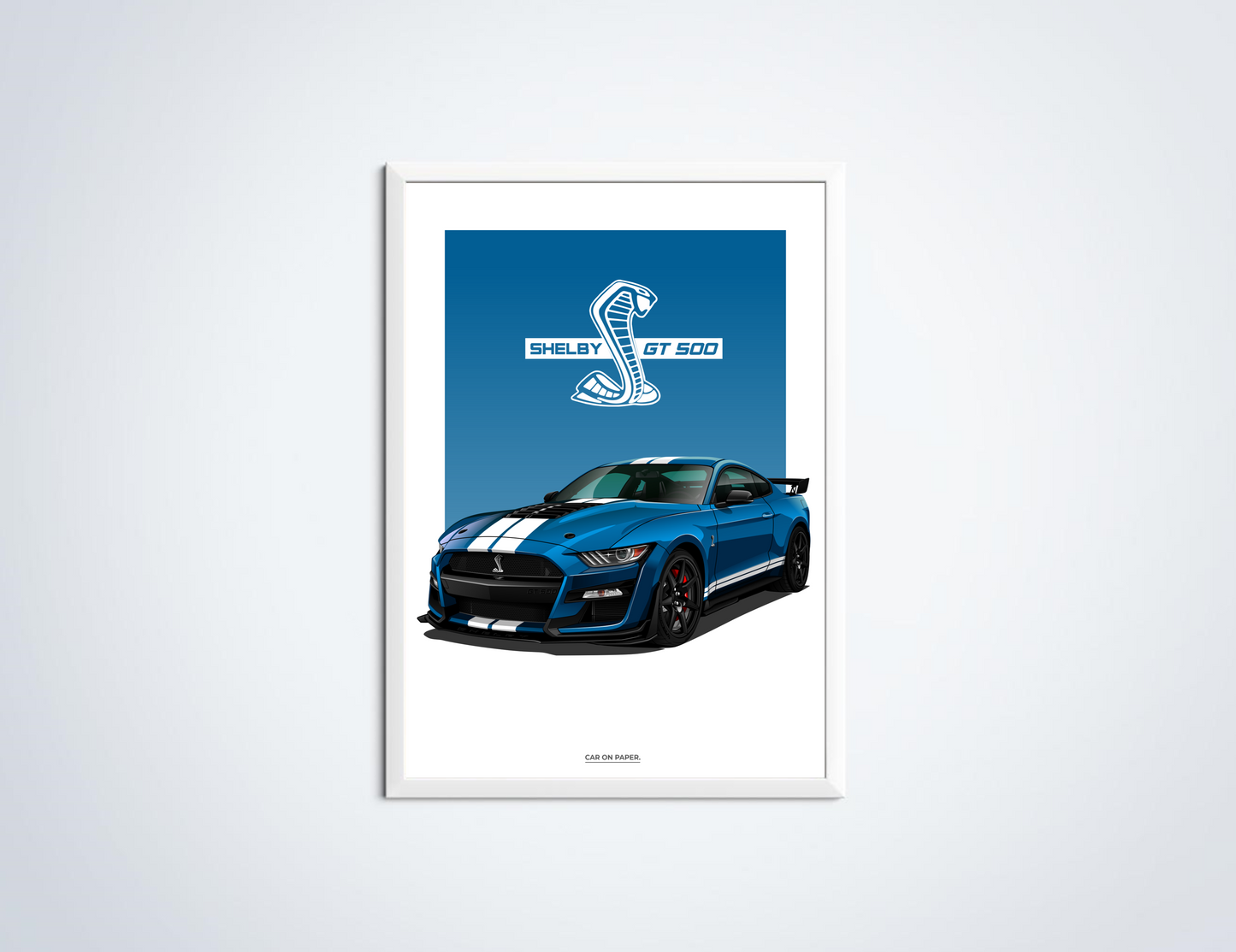 Ford Shelby GT500 Blauw Poster in Lijst