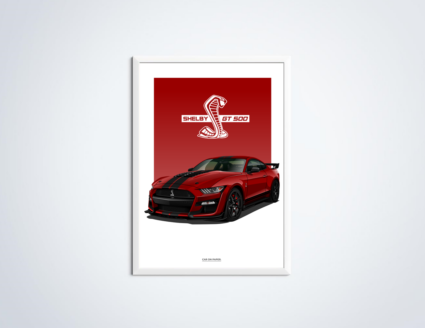 Ford Shelby GT500 Rood Poster in Lijst