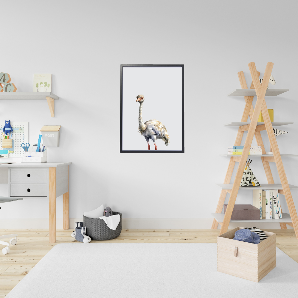 Struisvogel dierenposter in kinderkamer