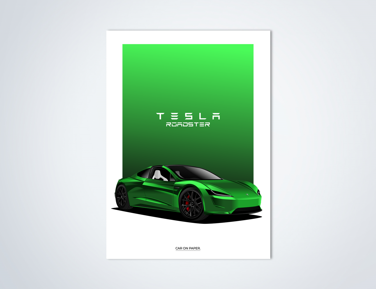 Tesla Roadster Groen Poster