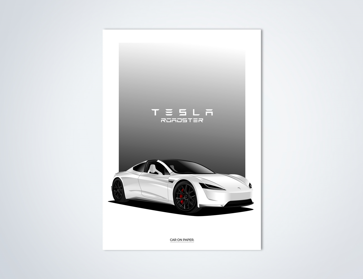 Tesla Roadster Wit Poster