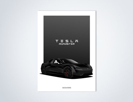 Tesla Roadster Poster Zwart