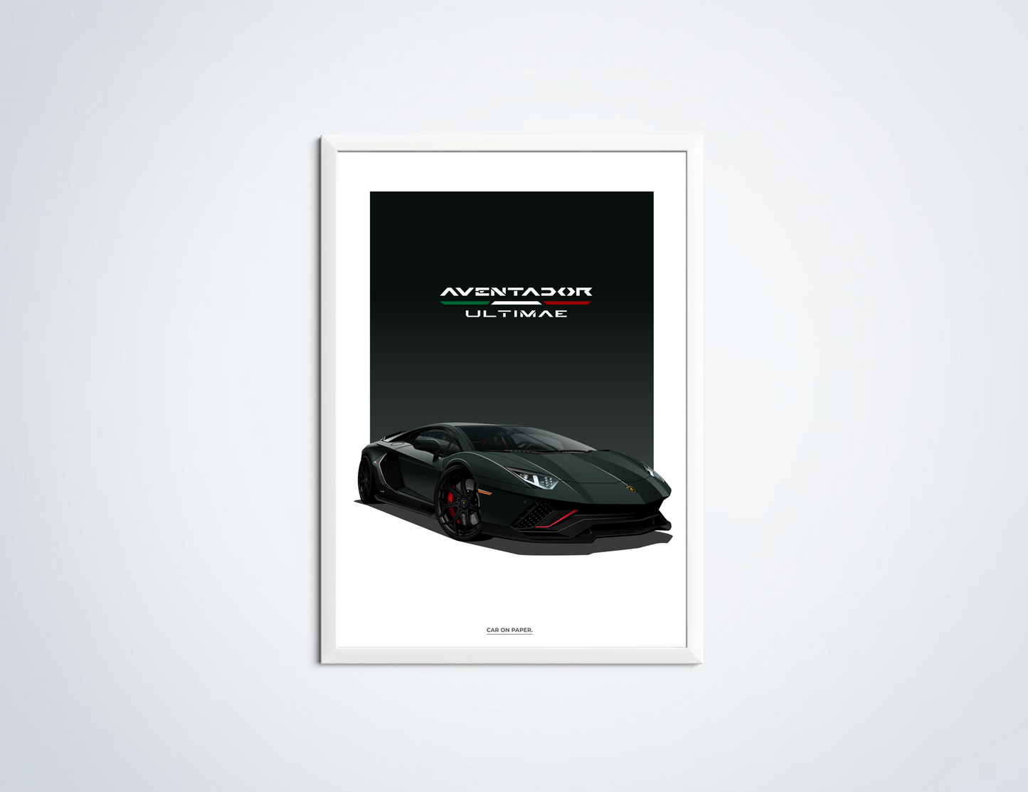 Lamborghini Aventador Ultimae Donkergroen Poster in Lijst