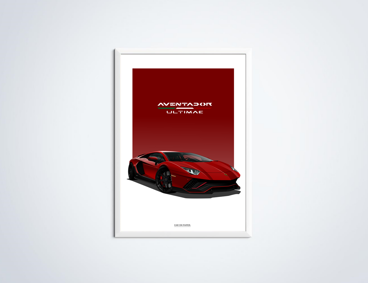 Lamborghini Aventador Ultimae Rood Poster in Lijst