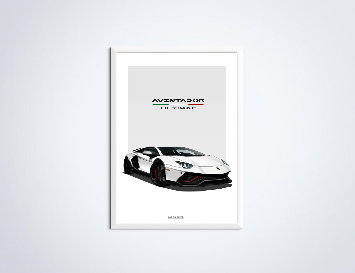 Lamborghini Aventador Ultimae Wit Poster in Lijst