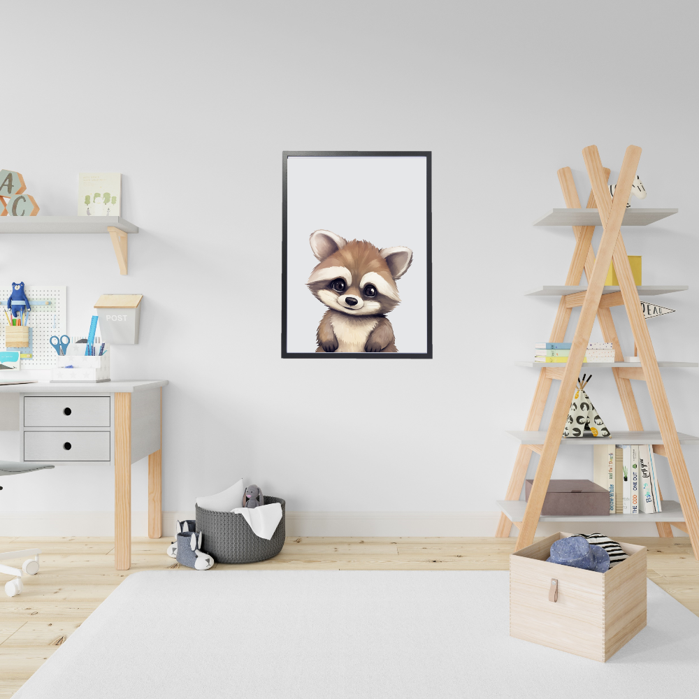 Wasbeer dierenposter in kinderkamer